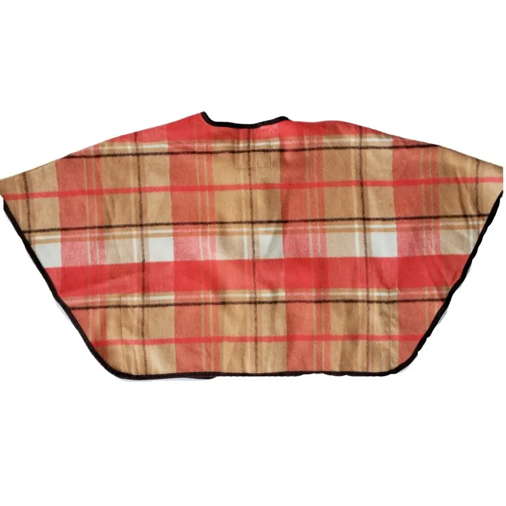 JANIE and JACK Plaid Cape Horse Trail Girls Size 5/6 Coral Camel Tan Fall Poncho